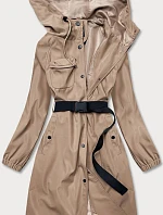 Dlhý béžový kabát s opaskom (AG5-019)