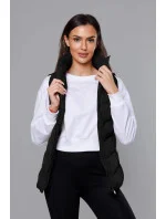 Čierna páperová dámska vesta (5M719-392)