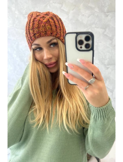 Veselá fleecová čepice model 18750227 hnědá - K-Fashion Veselá fleecová čepice model 18750227 hnědá - K-Fashion