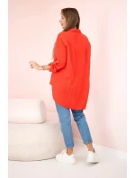 Bavlnená mušelínová košeľa oversize červená