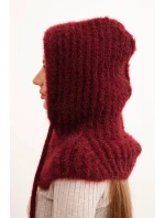 Dámská čepice s kapucí a jemným vzorem se šňůrkami bordový Dámská čepice s kapucí a jemným vzorem se šňůrkami bordový