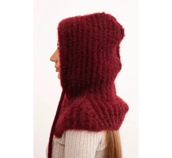 Dámská čepice s kapucí a jemným vzorem se šňůrkami bordový Dámská čepice s kapucí a jemným vzorem se šňůrkami bordový