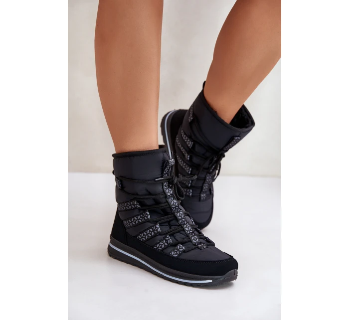 Dámské šněrovací boty do sněhu Progress model 21677045 Černé - Boto Dámské šněrovací boty do sněhu Progress model 21677045 Černé - Boto