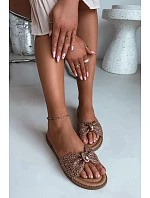 Dámske pletené sandále so zlatými detailmi Brown Goldie Dámske pletené sandále so zlatými detailmi Brown Goldie