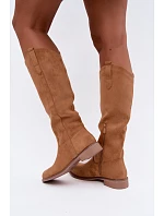 Dámské kozačky na nízkém podpatku camel model 22349395 - Boto Dámské kozačky na nízkém podpatku camel model 22349395 - Boto