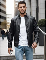 Pánska prechodná kožená bunda čierna FashionStreet TX4732