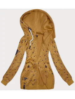 Dámska mikina s kapucňou na zips v žltej farbe (2313)