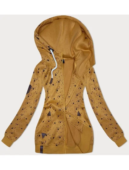 Dámska mikina s kapucňou na zips v žltej farbe (2313)