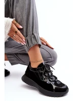 Kožené lakované dámské sportovní boty model 21638323 Černé - Zazoo