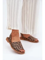 model 21697372 Kožené Nazouvací Sandály Leopardí - Zazoo