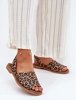 Zazoo 40327 Skórzane Wsuwane Sandały Panterka