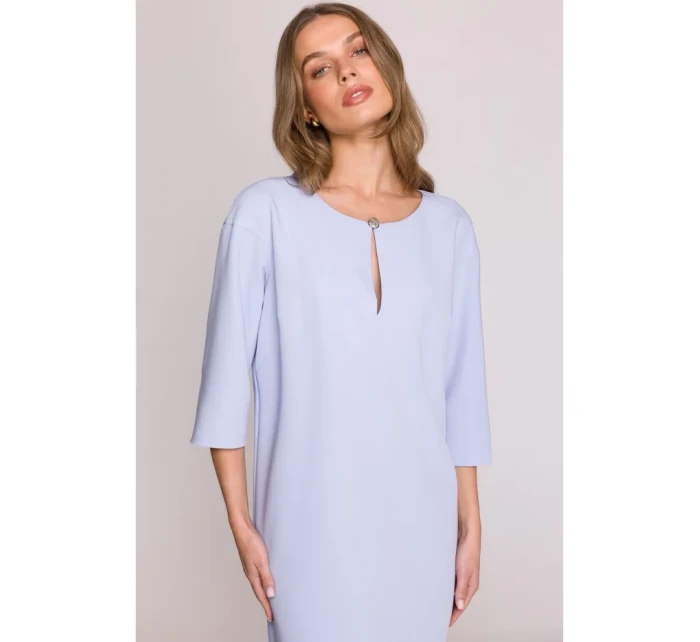 šaty s výstřihem s světle modré model 20966091 - STYLOVE šaty s výstřihem s světle modré model 20966091 - STYLOVE