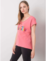 Ružové tričko s farebnou potlačou