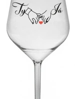 TY A JÁ (svatba) - čirá nerozbitná sklenice na víno 470 ml