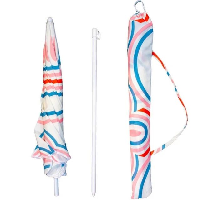 PLÁŽOVÝ A ZÁHRADNÝ SLNEČNÍK 160 CM PRUHOVANÝ MODRO-RUŽOVÝ