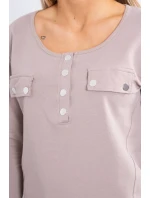 Súprava s gombíkovým výstrihom tmavo béžová