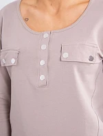 Súprava s gombíkovým výstrihom tmavo béžová