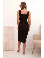 Dámsky top a vrúbkovaná sukňa hnedá Dámsky top a vrúbkovaná sukňa hnedá