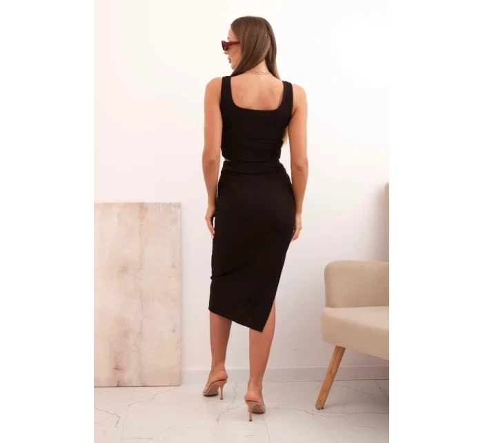 Dámsky top a vrúbkovaná sukňa hnedá Dámsky top a vrúbkovaná sukňa hnedá