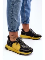 Damskie Buty Sportowe Skórzane Maciejka 06295-01 Czarno-Żółte