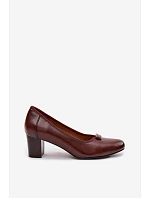 Lodičky na podpatku model 22100855 Hnědé - VINCEZA
