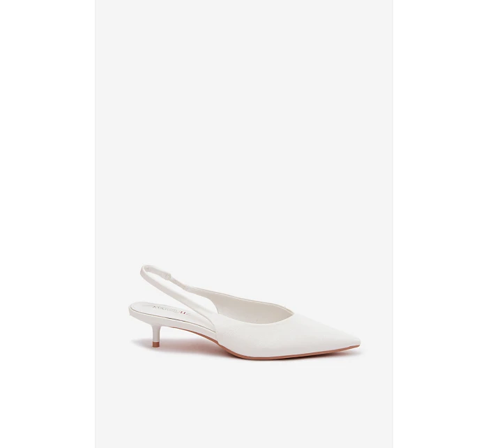 Lakované dámské sandály z umělé kůže na podpatku Bílé Averelle