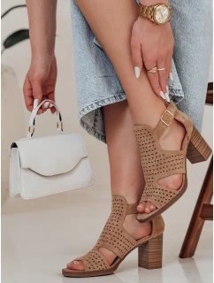 Dámské sandály na jehlovém podpatku beige Dstreet model 21984950 - FashionStreet
