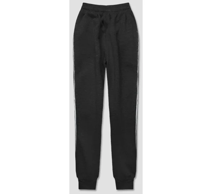 Čierny teplákový komplet s krátkou mikinou (8C67-3)