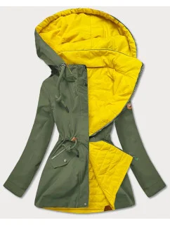 Kaki-žltá obojstranná dámska bunda (CAN-620BIG)