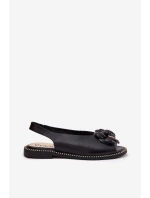 Skórzane Płaskie Sandały Z Ozdobą CheBello 4642 Czarne