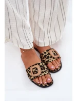 Płaskie Klapki Damskie Z Ozdobną Klamrą Panterka Clariola Płaskie Klapki Damskie Z Ozdobną Klamrą Panterka Clariola