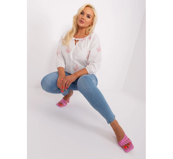 Bluzka LK BZ  biało różowy model 18837792 - FPrice