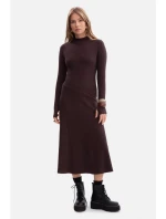 B299 Rebrované midi šaty s asymetrickým pásom - tmavá čokoláda B299 Rebrované midi šaty s asymetrickým pásom - tmavá čokoláda