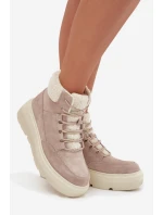 Dámske semišové snehule Vinceza s kožušinou na platforme - béžové Dámske semišové snehule Vinceza s kožušinou na platforme - béžové