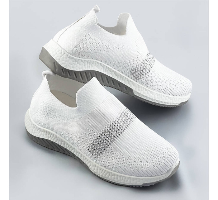 Biele azúrové dámske topánky so zirkónmi (C1057)