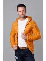 Žlutá pánská prošívaná bunda s kapucí model 18345069 - J.STYLE