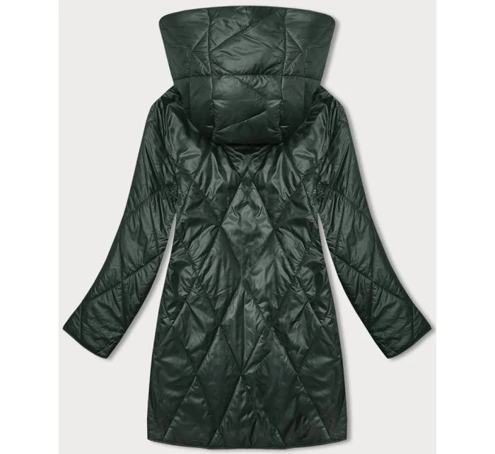 Zelená dámska bunda s ozdobnou kapucňou (B8215-10)