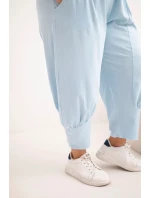 Dámske plus veľkosť nohavice s nízkym sedom a elastickým pásom Blue Dámske plus veľkosť nohavice s nízkym sedom a elastickým pásom Blue