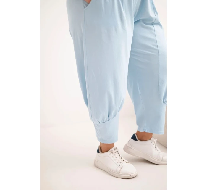 Dámske plus veľkosť nohavice s nízkym sedom a elastickým pásom Blue Dámske plus veľkosť nohavice s nízkym sedom a elastickým pásom Blue