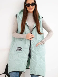 Dámske Plus veľkosť prešívaná vesta s kapucňou a zipsom Mint