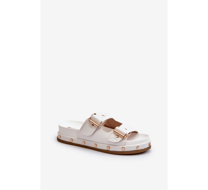 Klapki Damskie Na Platformie Big Star NN274081 Białe