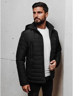 Pánska prechodná prešívaná bunda s kapucňou čierna FashionStreet TX5007