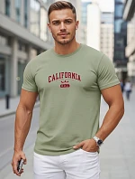 Pánske bavlnené tričko s potlačou „California“, zelené, FashionStreet NX5140R