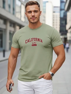 Pánske bavlnené tričko s potlačou „California“, zelené, FashionStreet NX5140R