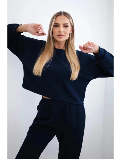 Viskózový set Amour tepláková súprava + nohavice námornícka modrá