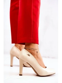 Czółenka Damskie Na Słupku Sergio Leone Beżowe Campbell