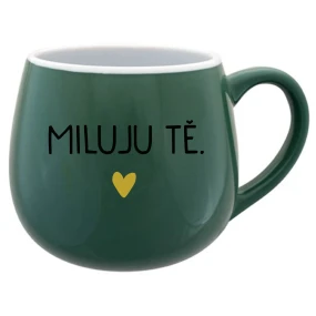 MILUJU TĚ. - zelený keramický hrníček 300 ml