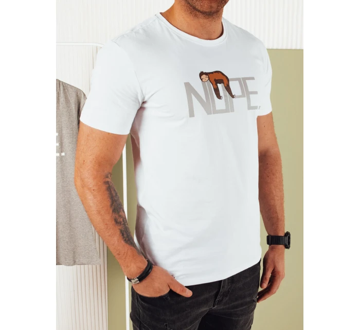 Pánske biele tričko s potlačou FashionStreet RX5361 Pánske biele tričko s potlačou FashionStreet RX5361