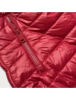 Bielo-šedo-červená dámska vesta s kapucňou (6304)