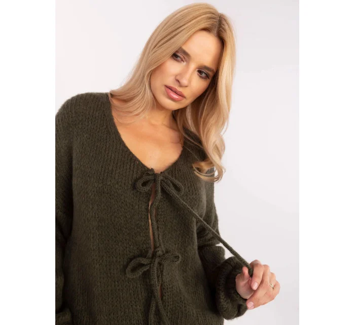 Volný dámský kardigan v khaki barvě model 20840824 - Factory Price